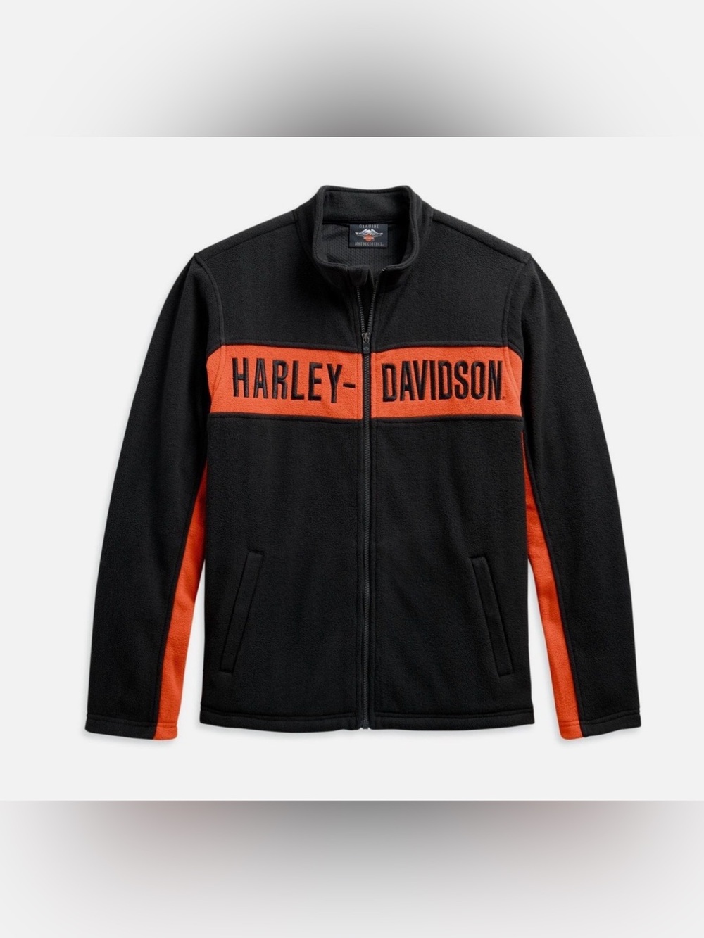 Harley-Davidson Black and Orange Zip-Front Fleece Jacket